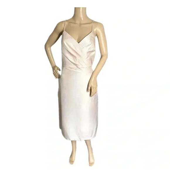 NWT ALFRED SUNG D777 Satin Twill V Neck Cocktail Dress In Blush Pink Size 12 - Picture 4 of 14